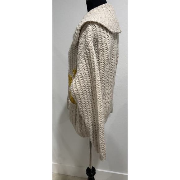 ANTHROPOLOGIE | PILCRO Cheerful Smiley Face Flower wool Cardigan Size 1X - Picture 8 of 8